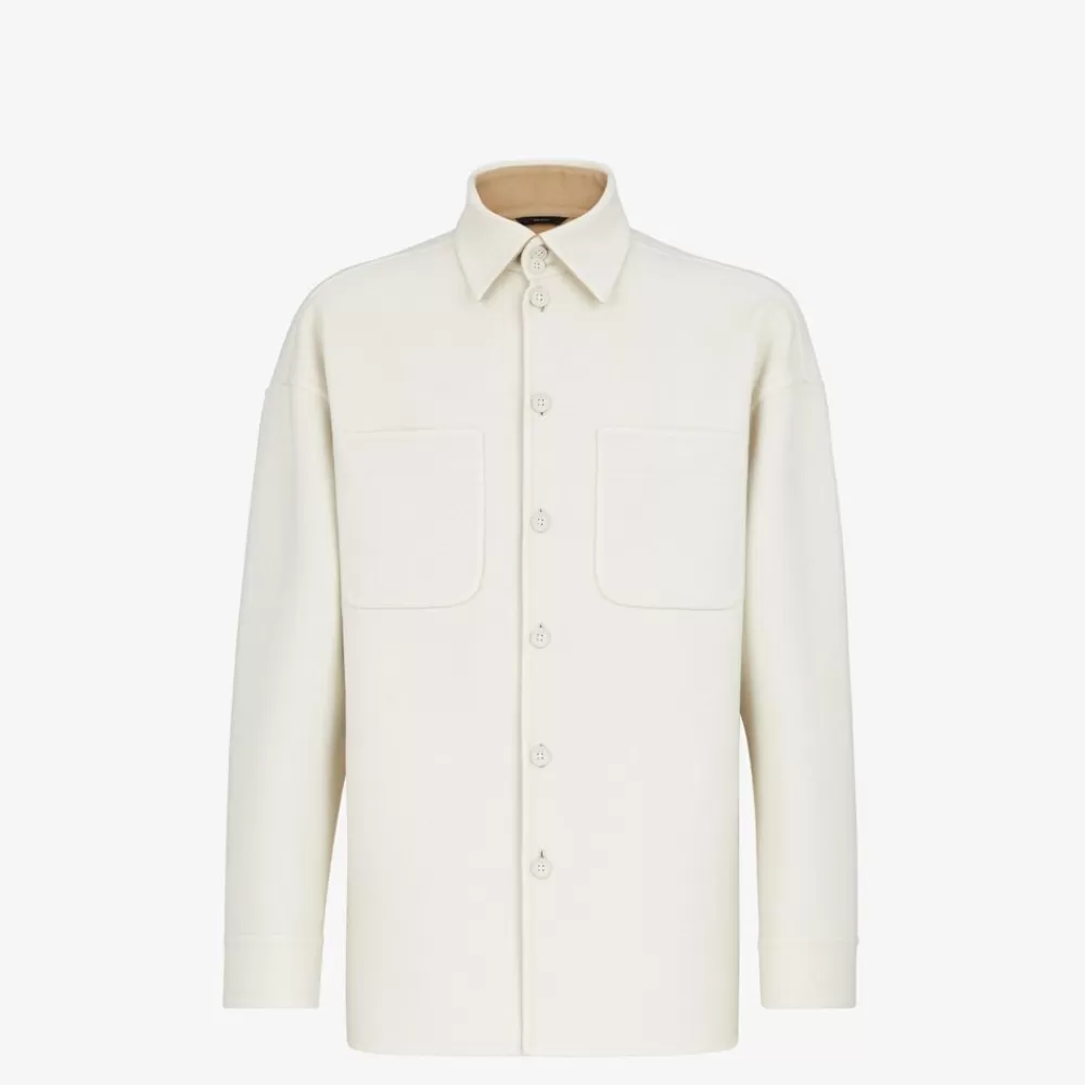 Cappotti E Capispalla>Fendi Blouson In Cashmere Bianco