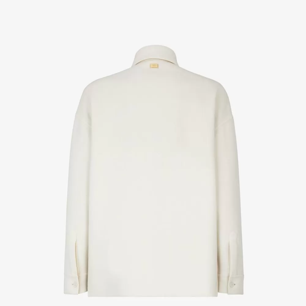Cappotti E Capispalla>Fendi Blouson In Cashmere Bianco