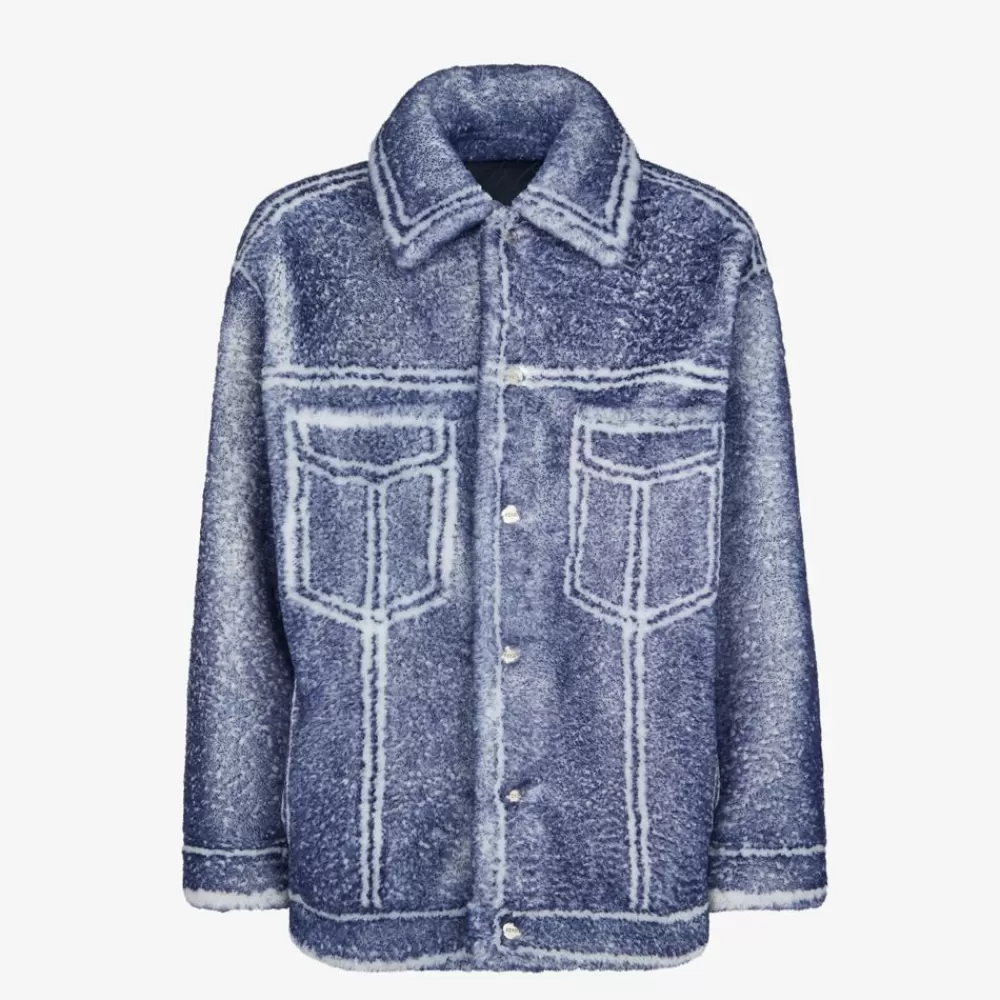 Cappotti E Capispalla>Fendi Blouson In Shearling Blu