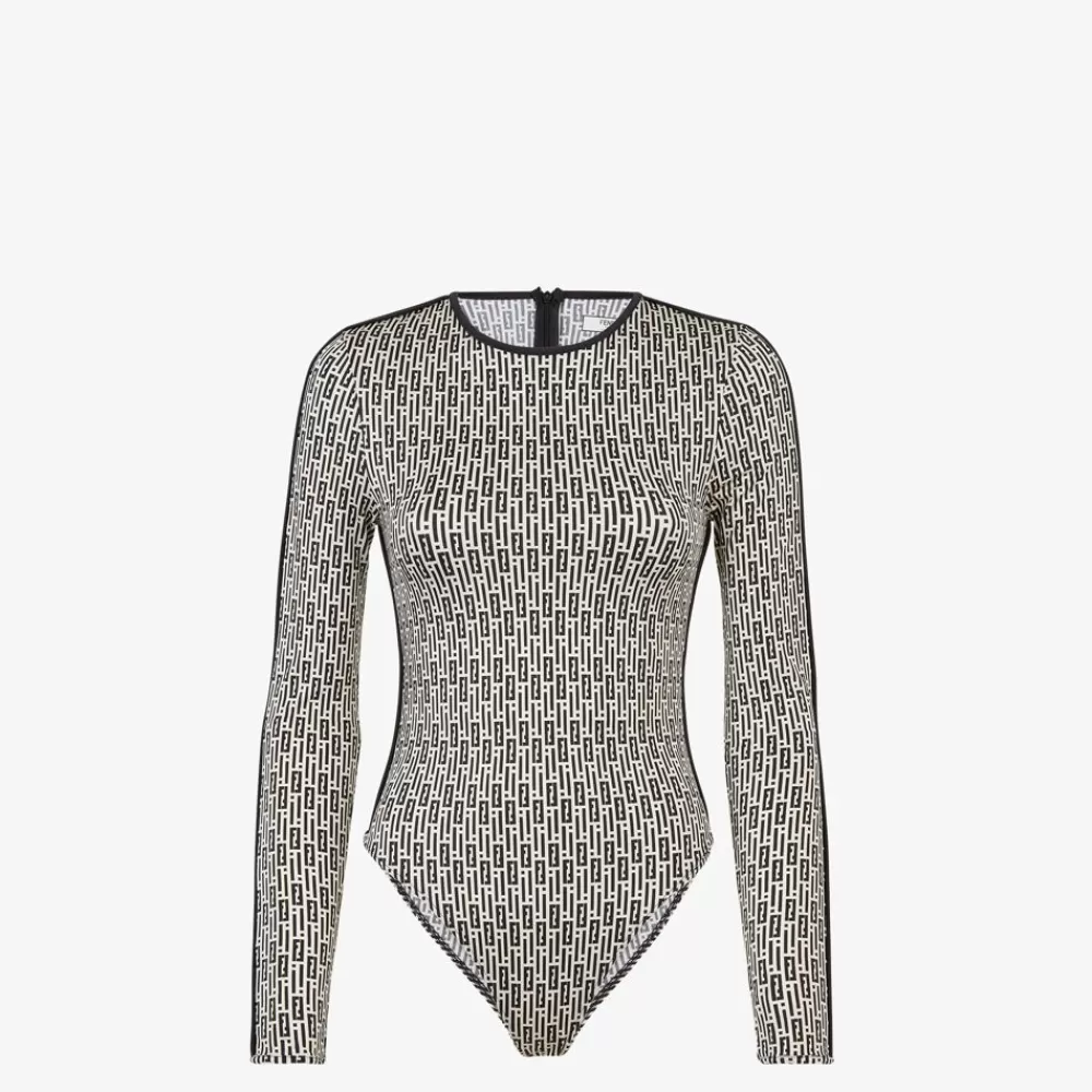 Activewear>Fendi Body In Lycra® Stampata Bianco E Nero