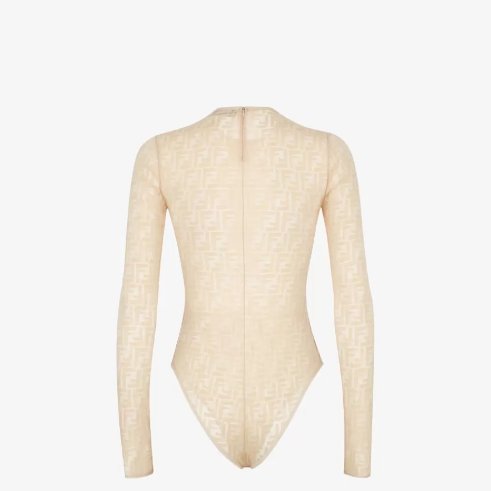 Top E Camicie>Fendi Body In Pizzo Beige