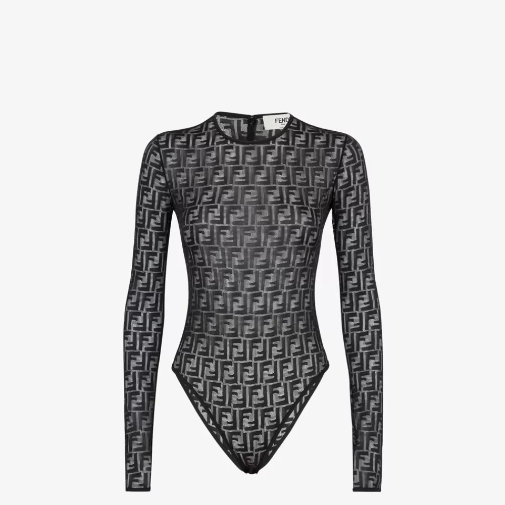 Top E Camicie>Fendi Body In Pizzo Nero