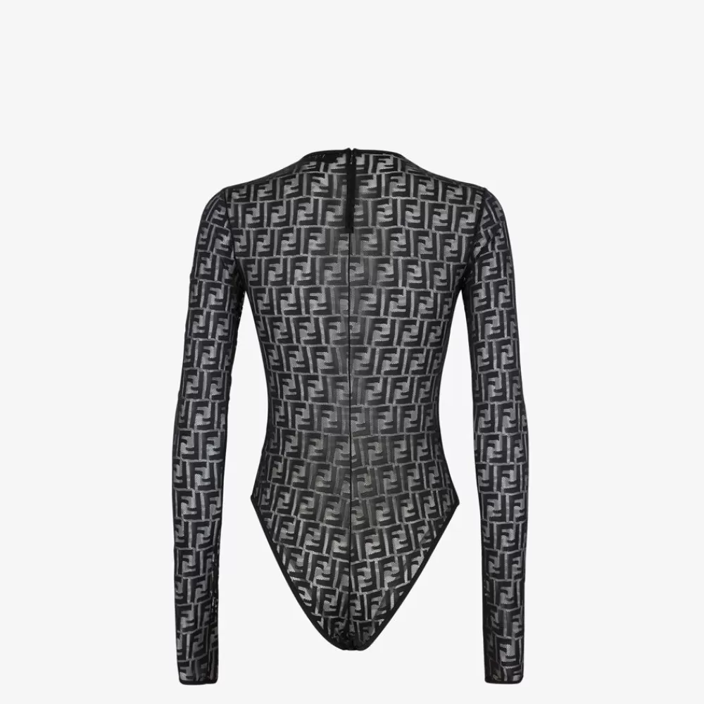Top E Camicie>Fendi Body In Pizzo Nero