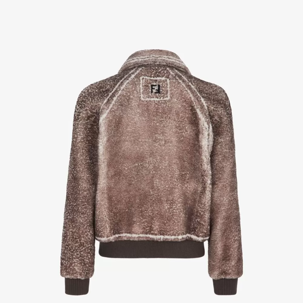 Cappotti E Capispalla>Fendi Bomber In Shearling Beige