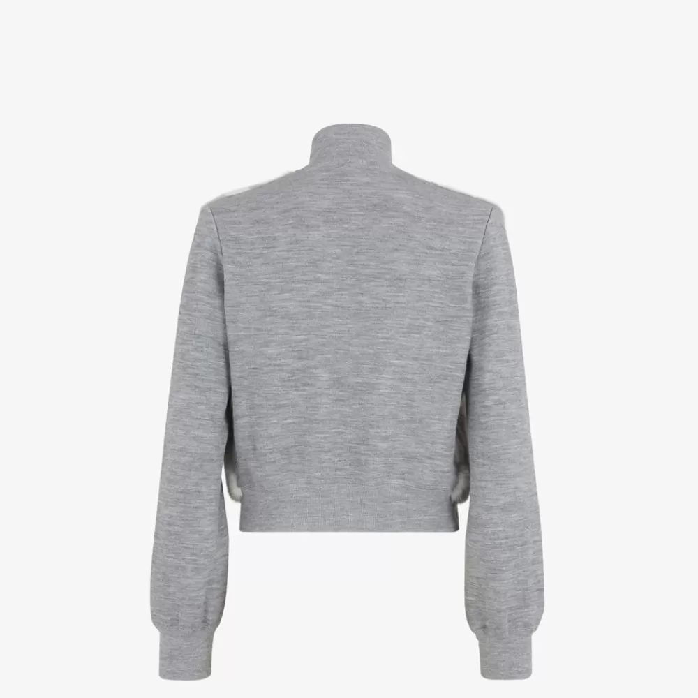 Cappotti E Capispalla>Fendi Bomber In Visone Grigio