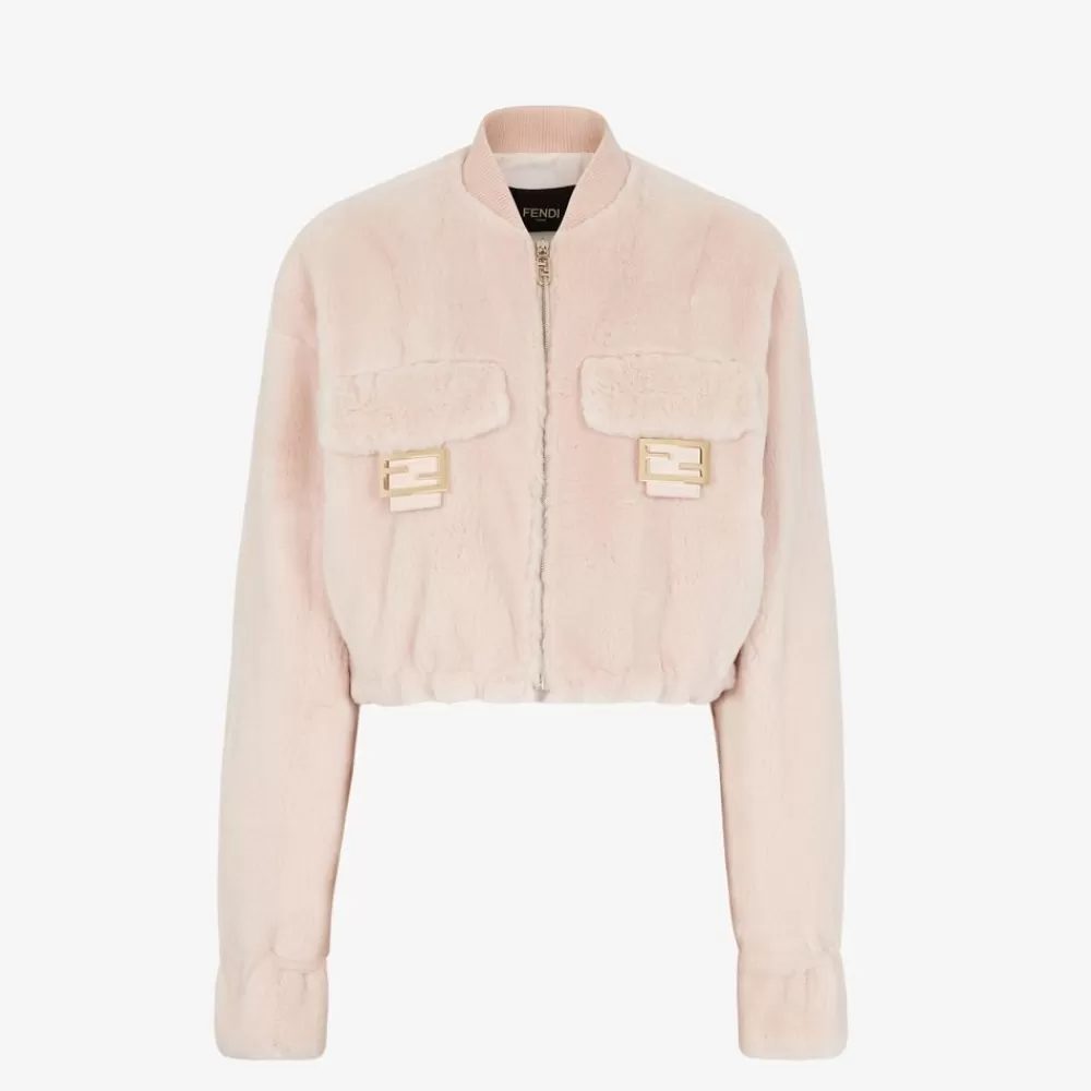 Cappotti E Capispalla>Fendi Bomber In Visone Rosa
