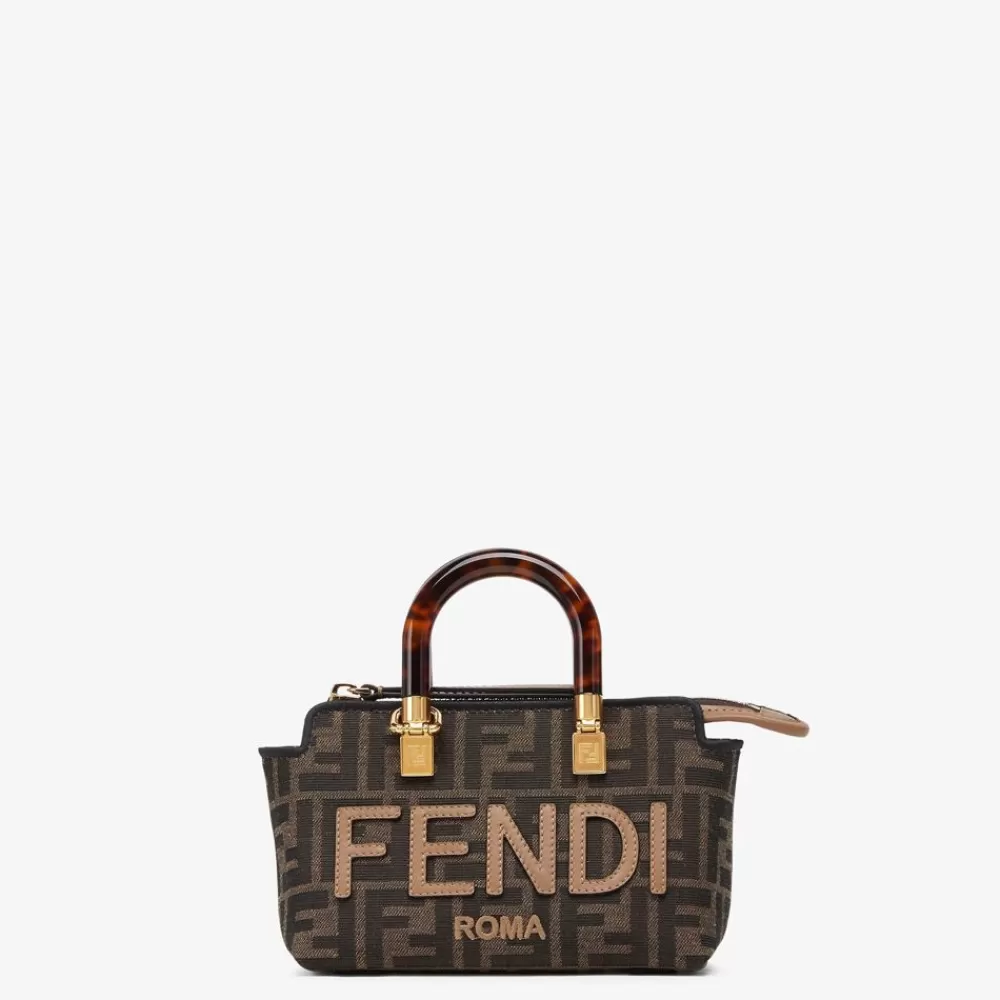 Borse Mini>Fendi Borsa Boston Piccola In Tessuto Ff Marrone