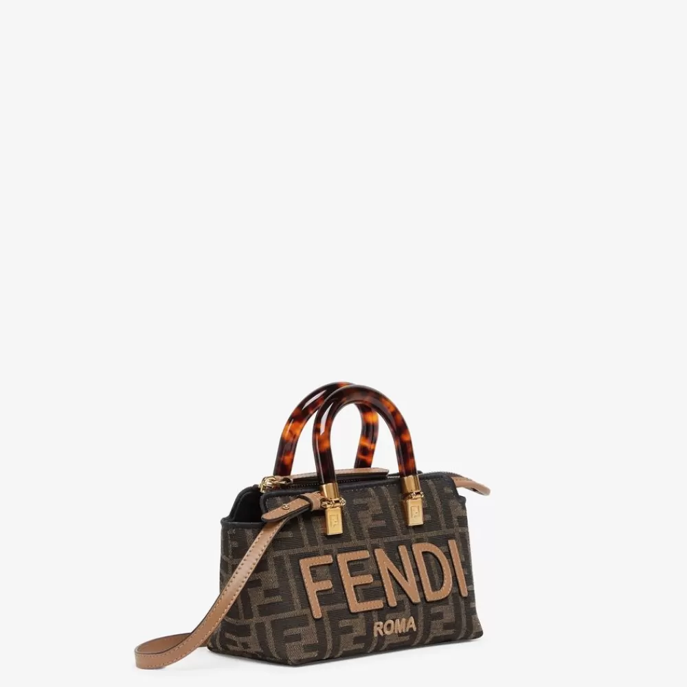 Borse Mini>Fendi Borsa Boston Piccola In Tessuto Ff Marrone