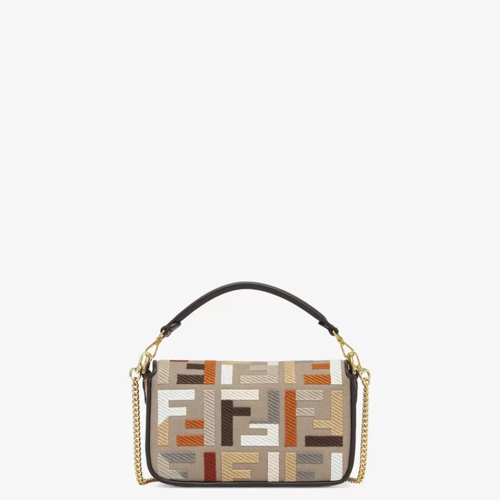 Borse A Spalla E Tracolle>Fendi Borsa In Canvas Multicolor Con Ricamo Ff