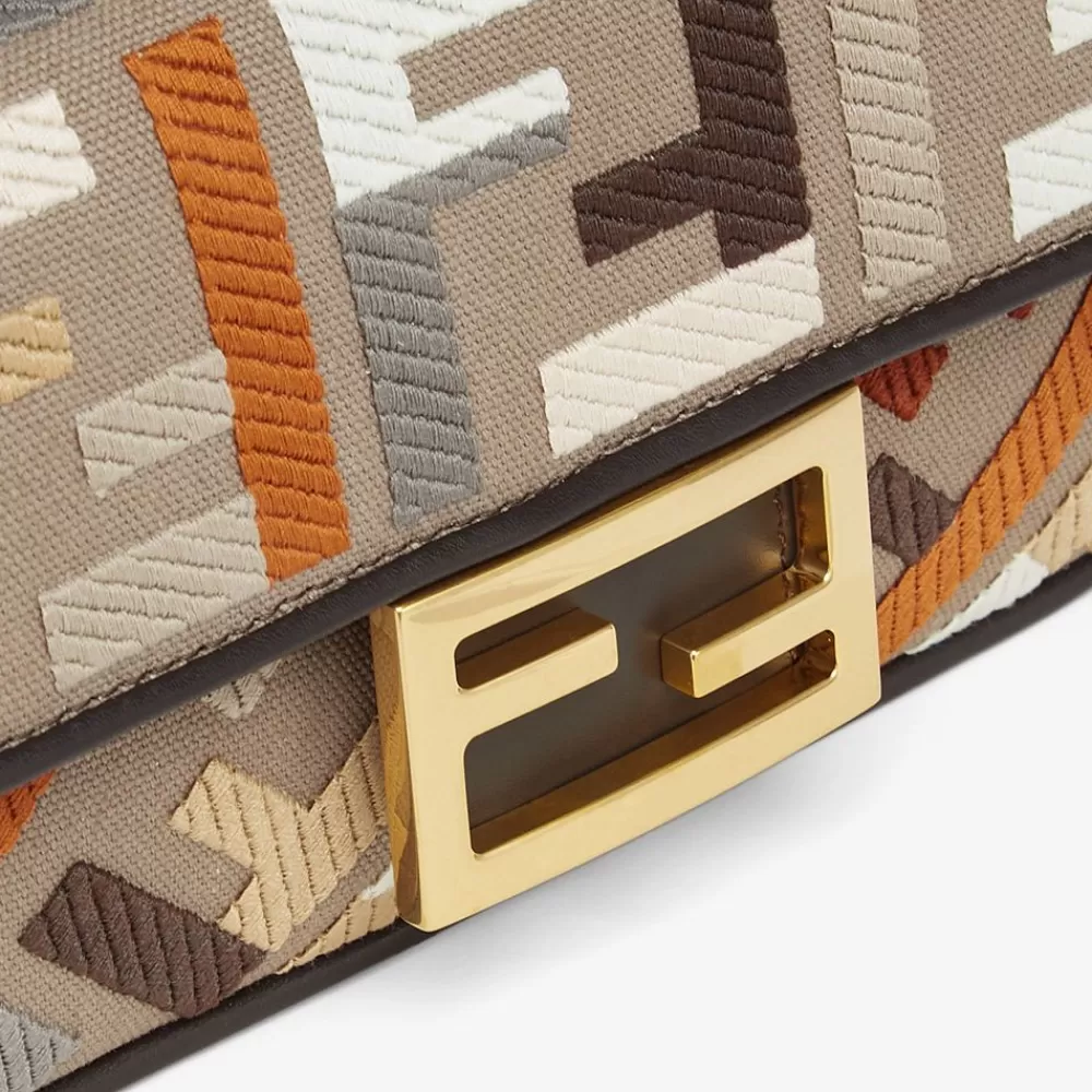 Borse A Spalla E Tracolle>Fendi Borsa In Canvas Multicolor Con Ricamo Ff