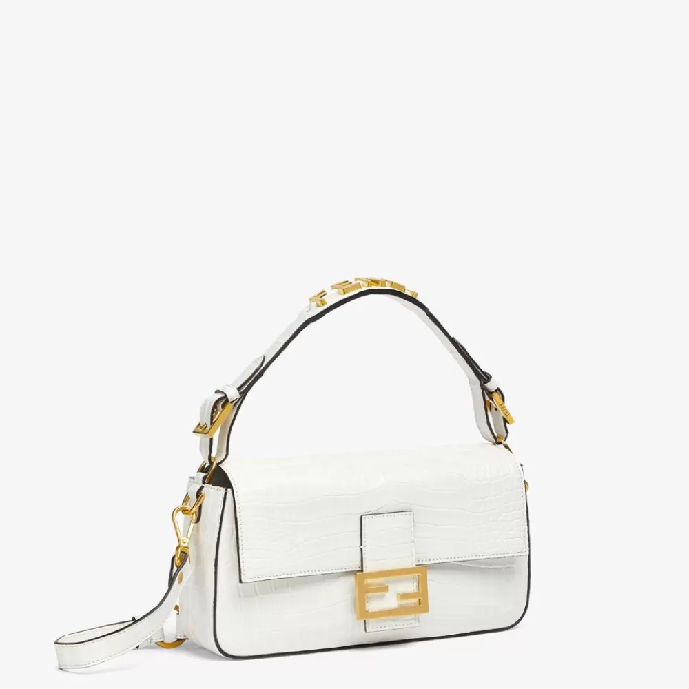 Borse A Spalla E Tracolle>Fendi Borsa In Coccodrillo Bianco Ghiaccio
