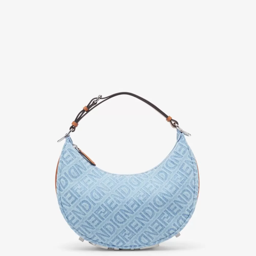 Borse Hobo>Fendi Borsa In Denim Azzurra