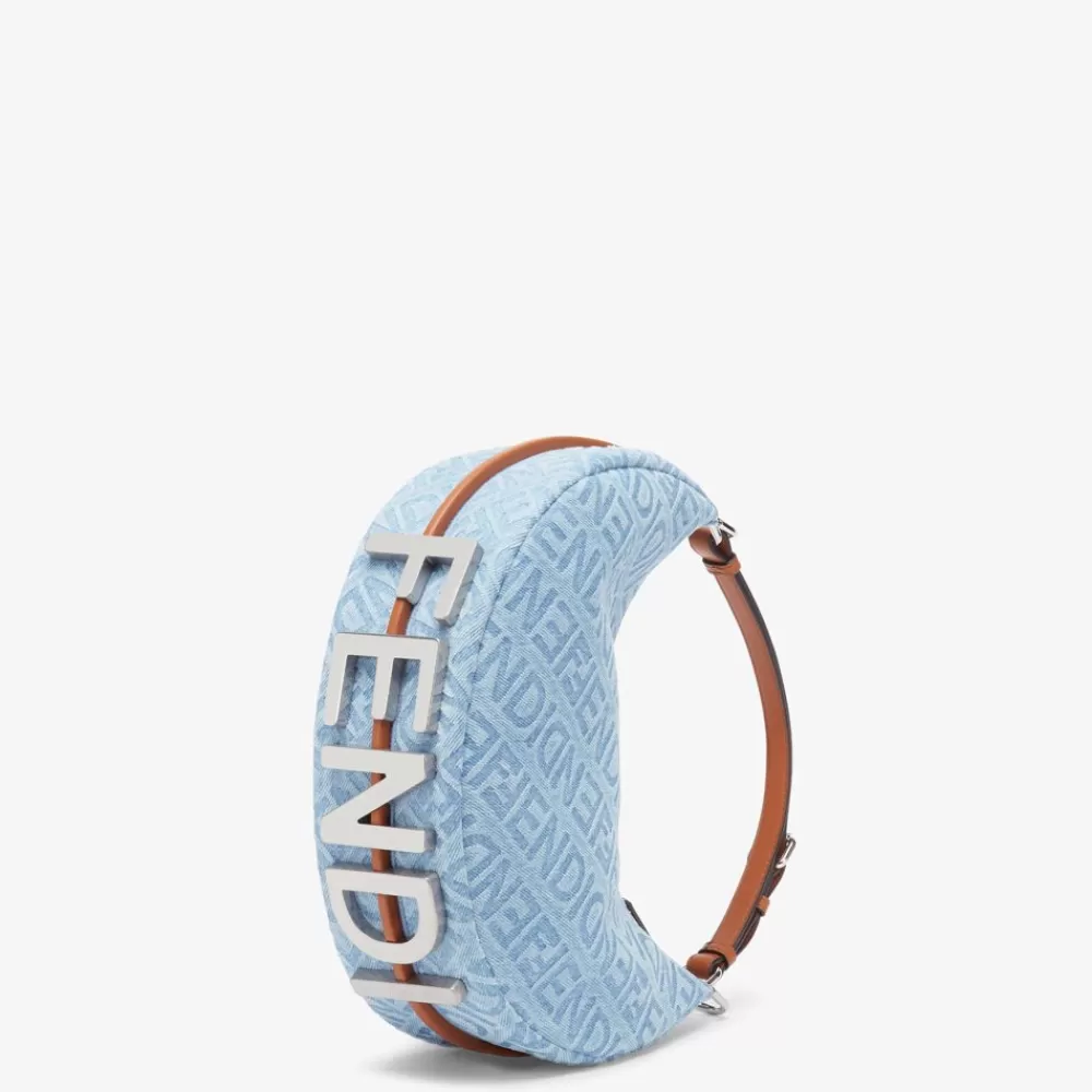 Borse Hobo>Fendi Borsa In Denim Azzurra