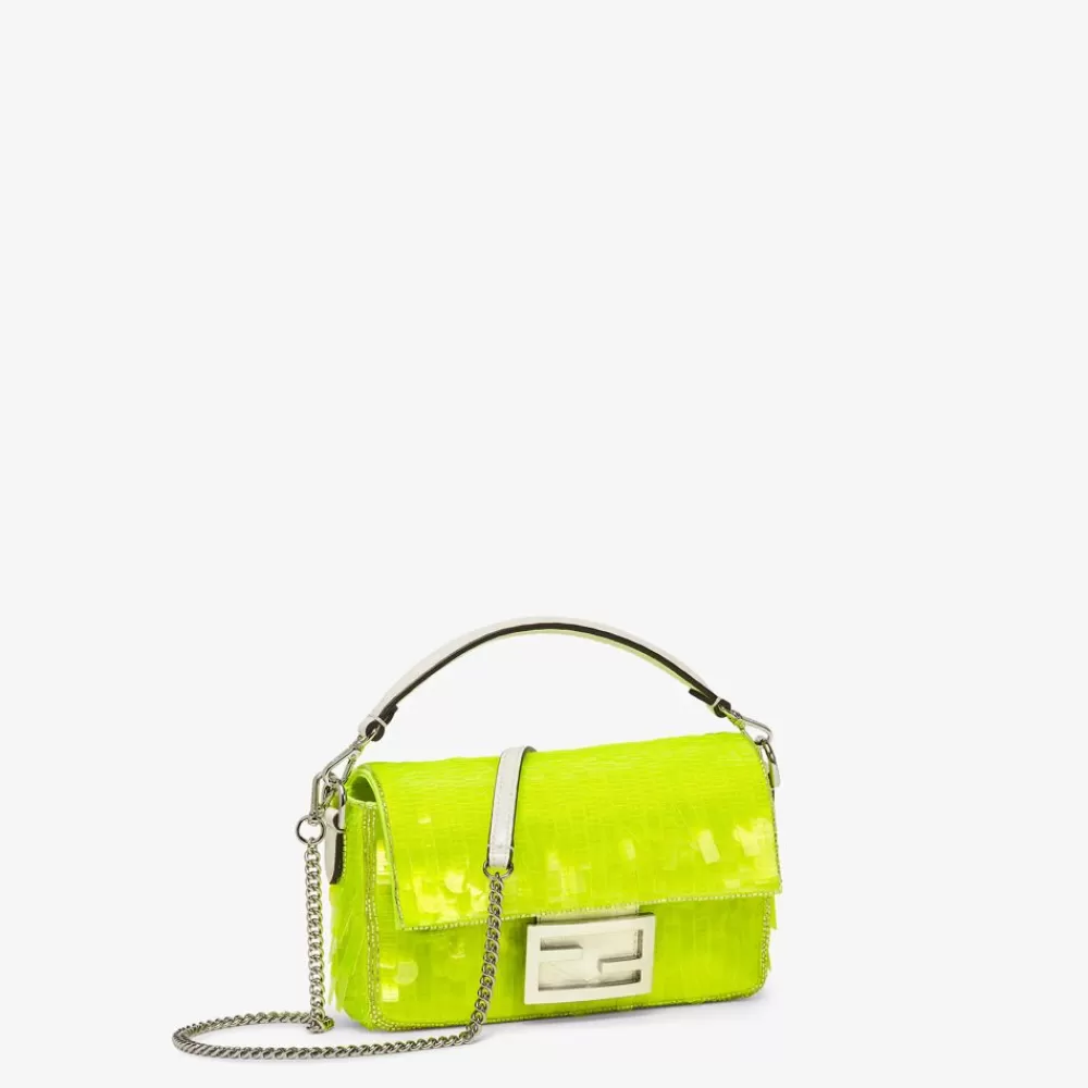 Borse A Spalla E Tracolle>Fendi Borsa In Elaphe E Paillettes Gialle Fluo