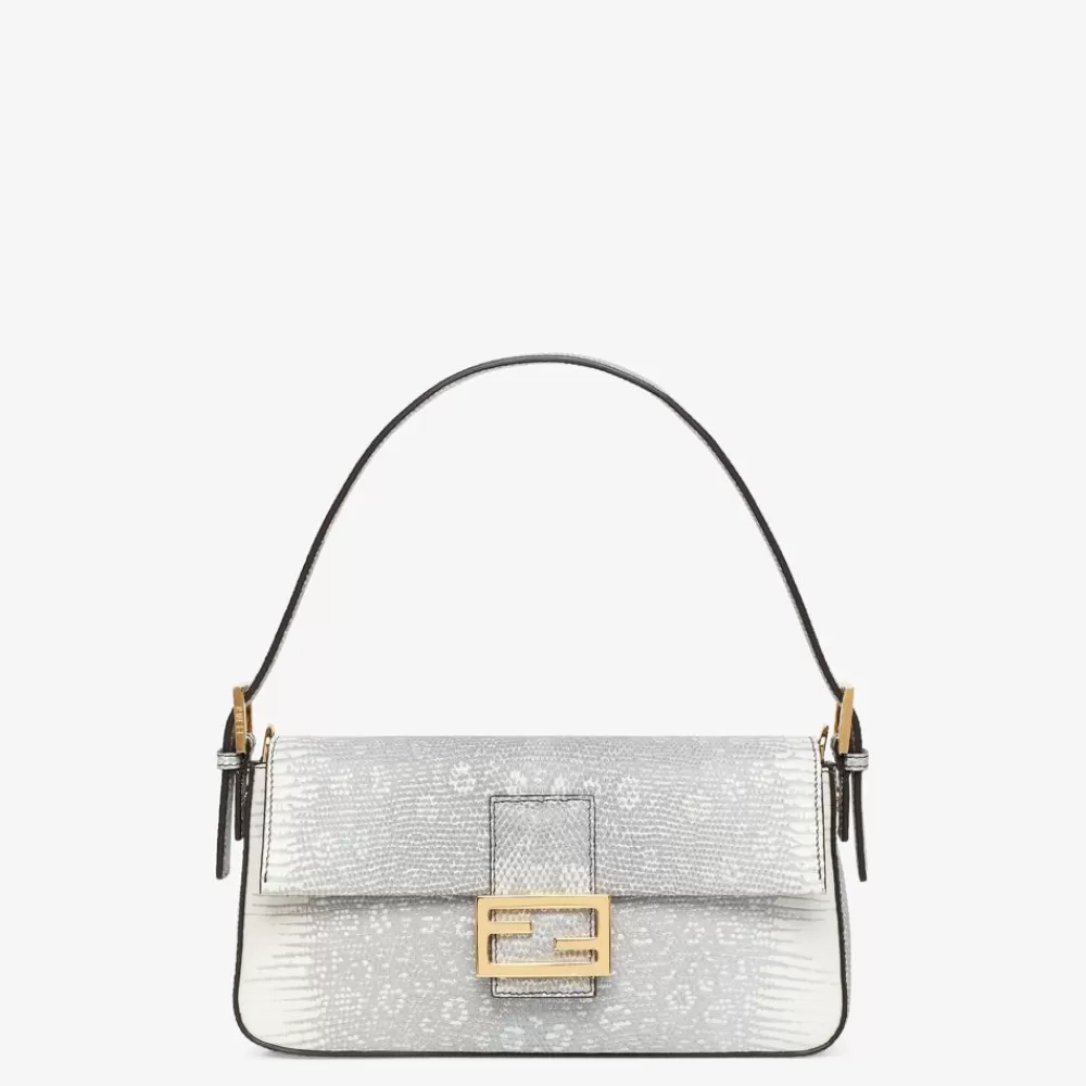 Borse A Spalla E Tracolle>Fendi Borsa In Lizard Bianca