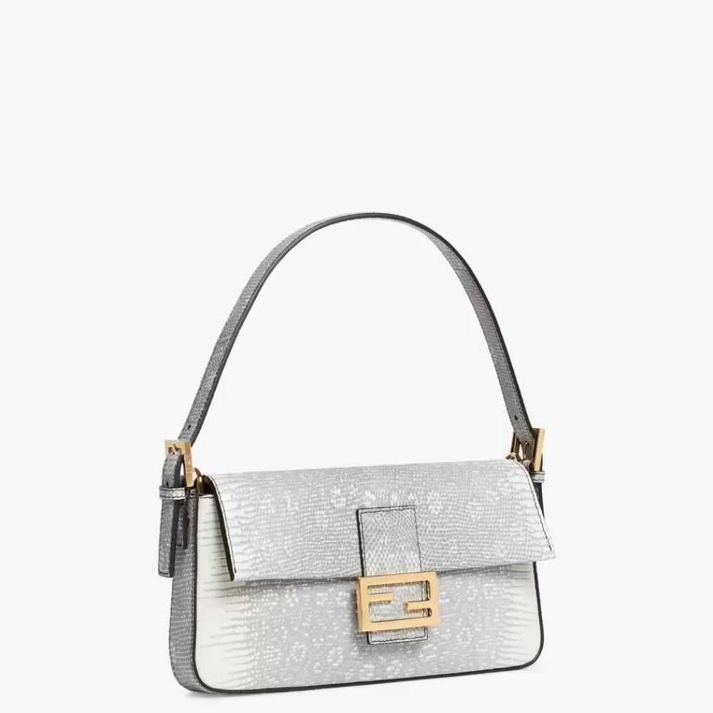 Pelli Pregiate>Fendi Borsa In Lizard Bianca