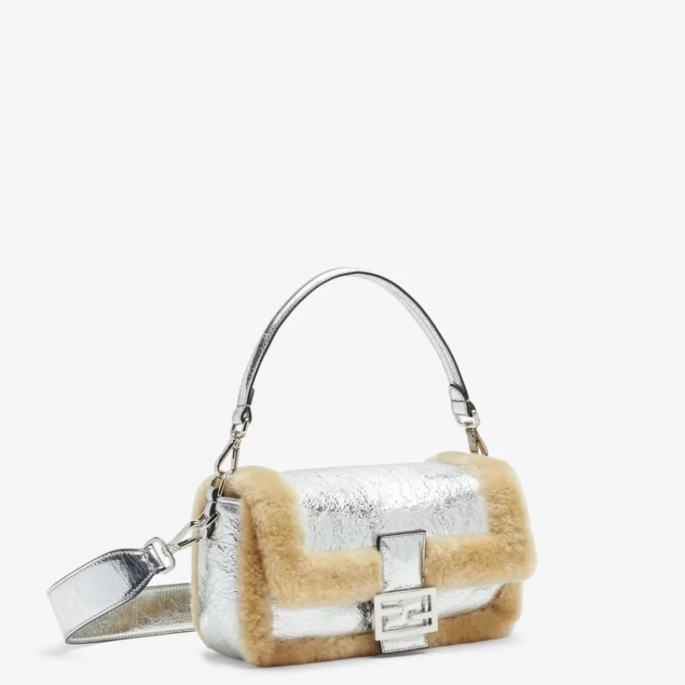 Borse A Spalla E Tracolle>Fendi Borsa In Montone Argento Craquele