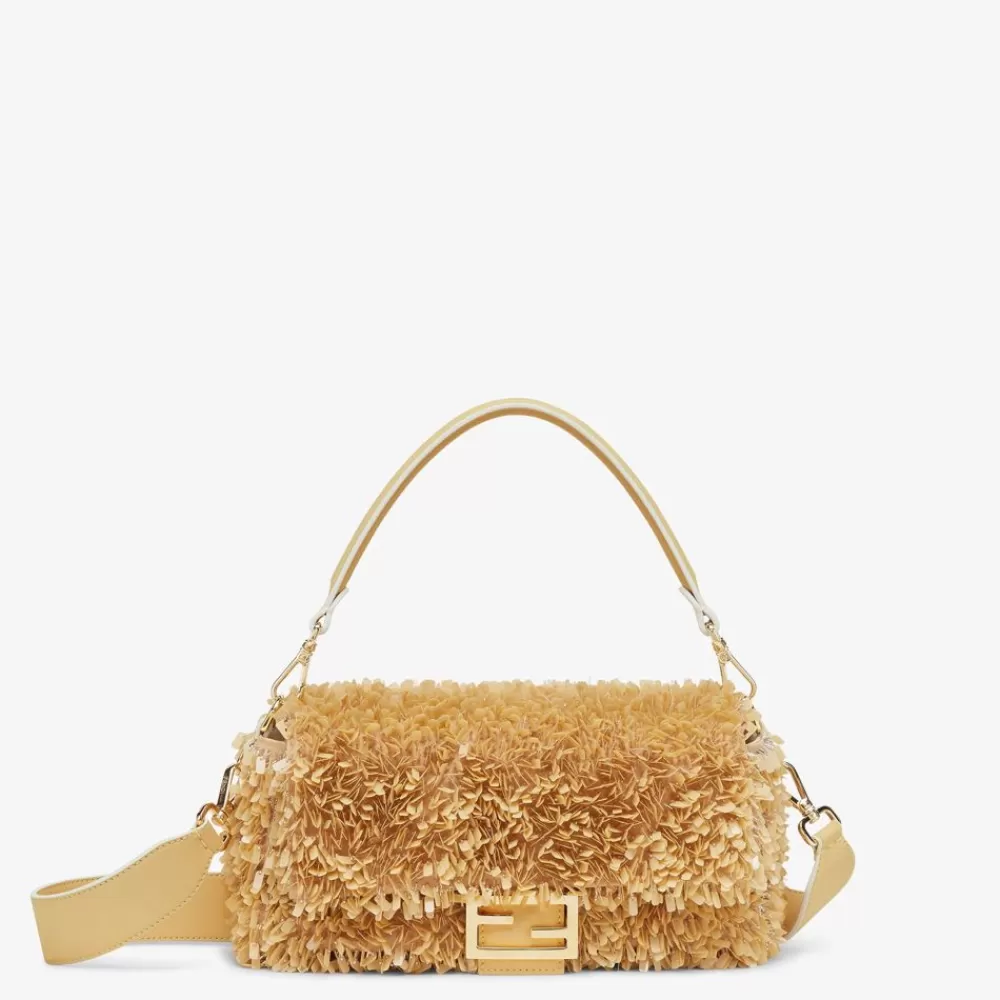 Borse A Spalla E Tracolle>Fendi Borsa In Pelle Color Sabbia E Paillettes