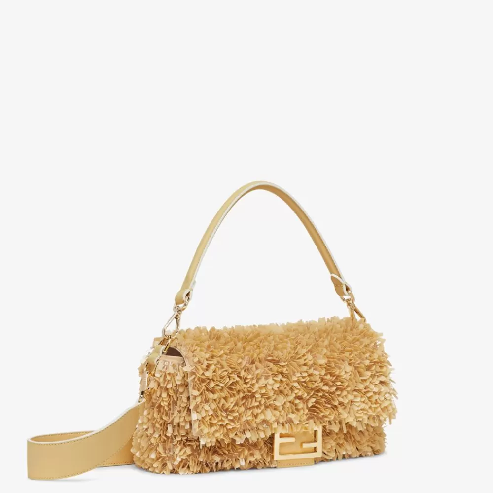 Borse A Spalla E Tracolle>Fendi Borsa In Pelle Color Sabbia E Paillettes