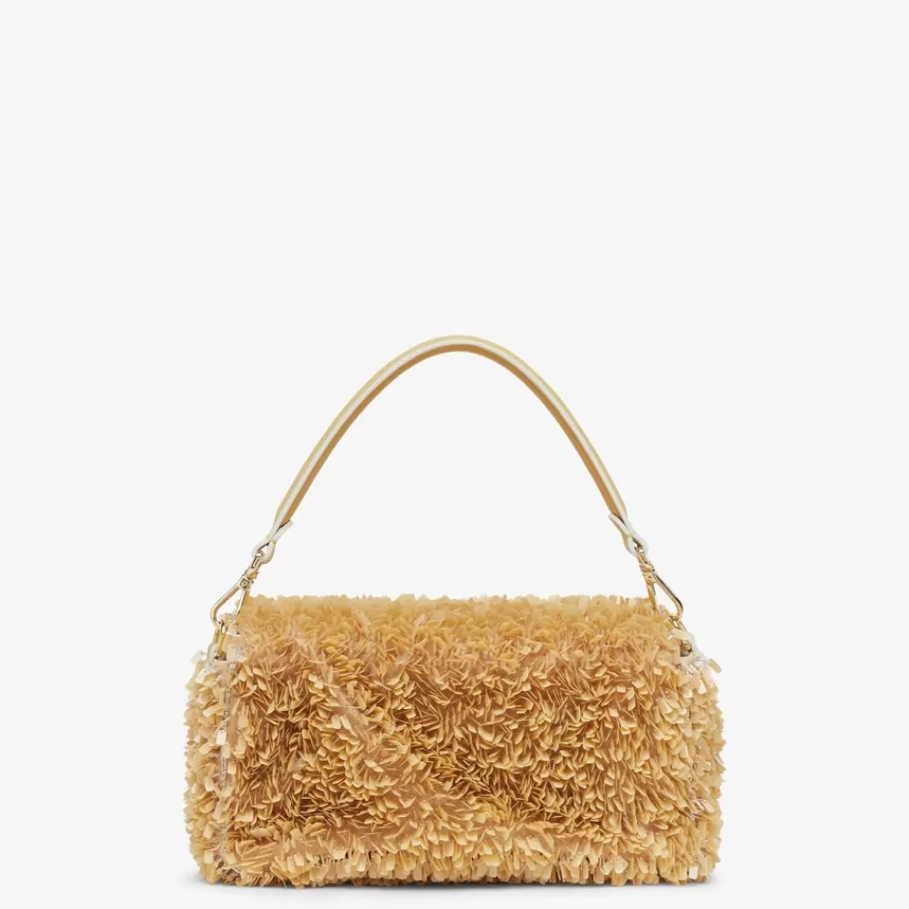 Borse A Spalla E Tracolle>Fendi Borsa In Pelle Color Sabbia E Paillettes