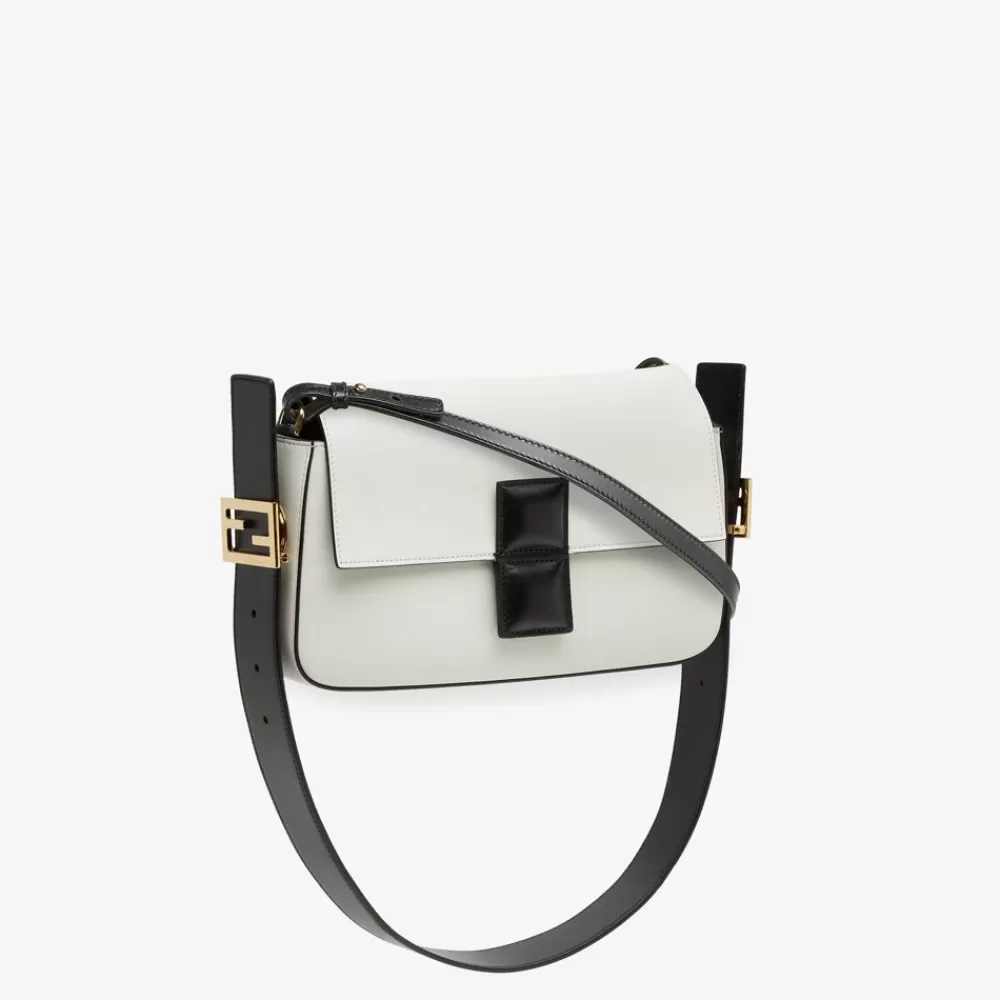 Borse A Spalla E Tracolle>Fendi Borsa In Pelle Colorblock Bianca E Nero