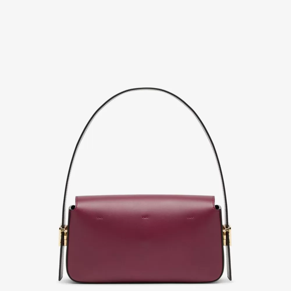 Borse A Spalla E Tracolle>Fendi Borsa In Pelle Colorblock Bordeaux E Nero