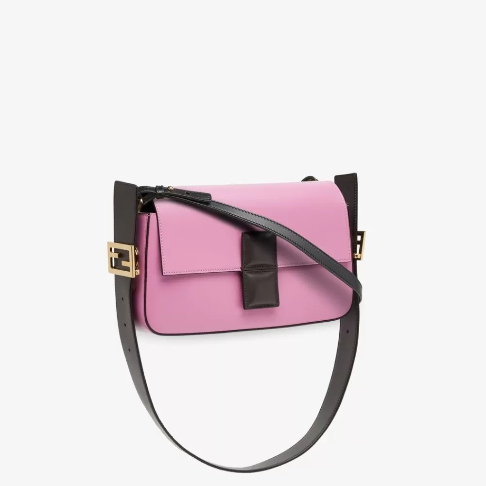 Borse A Spalla E Tracolle>Fendi Borsa In Pelle Colorblock Rosa E Marrone Scuro