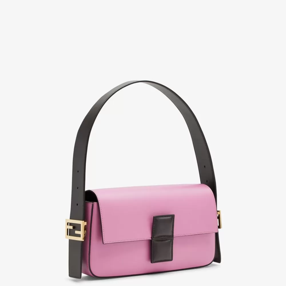 Borse A Spalla E Tracolle>Fendi Borsa In Pelle Colorblock Rosa E Marrone Scuro