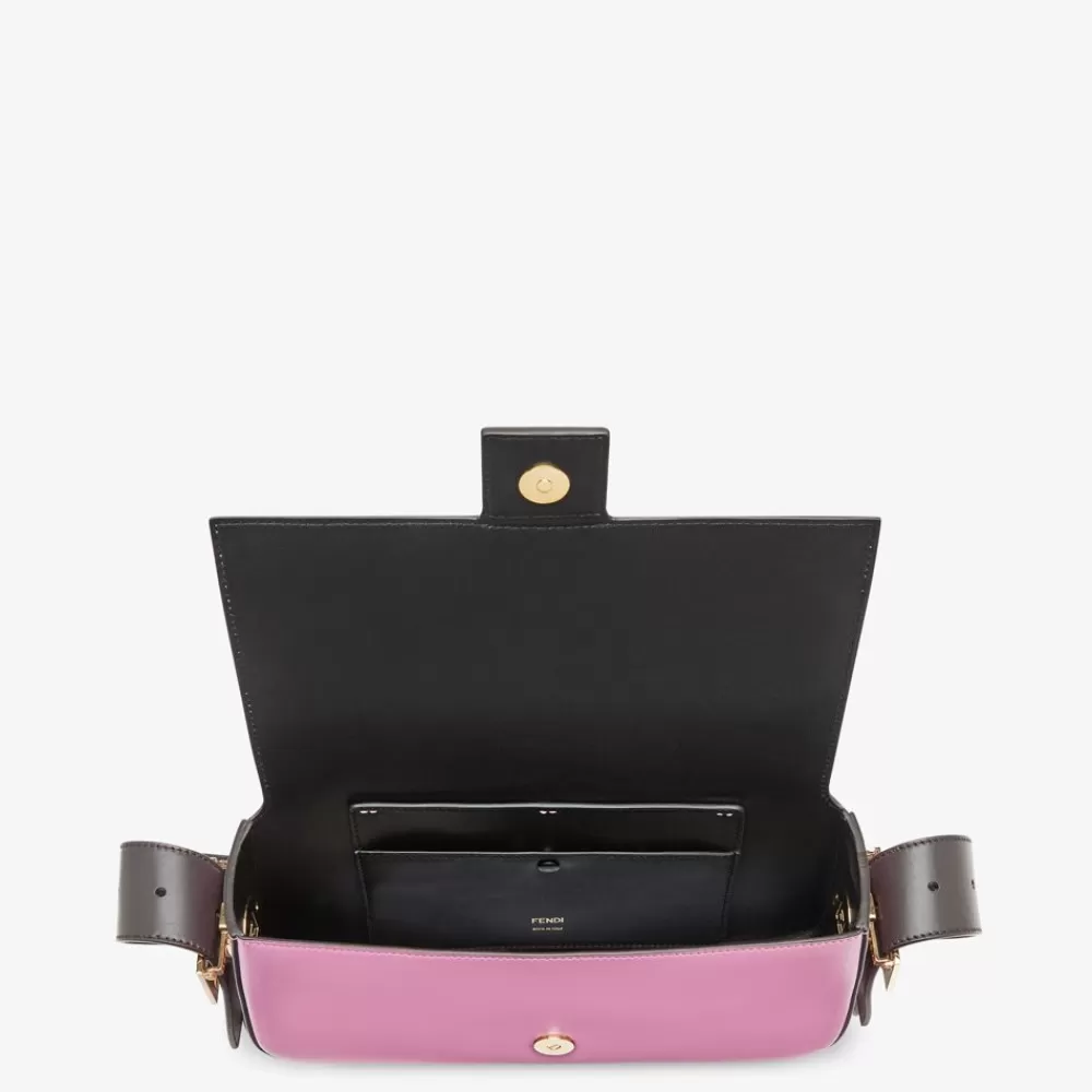 Borse A Spalla E Tracolle>Fendi Borsa In Pelle Colorblock Rosa E Marrone Scuro
