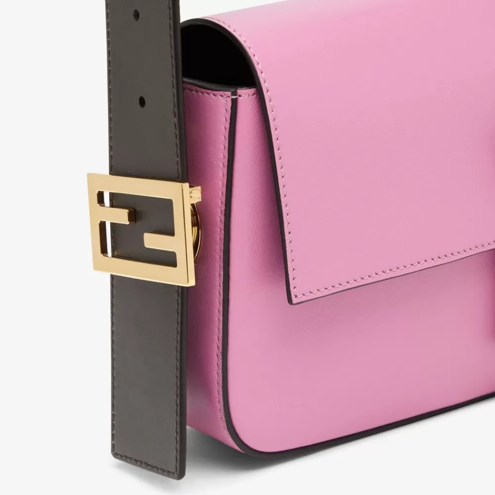 Borse A Spalla E Tracolle>Fendi Borsa In Pelle Colorblock Rosa E Marrone Scuro