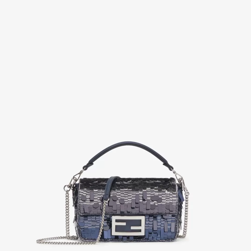 Borse Mini>Fendi Borsa In Pelle E Paillette Blu Degrade