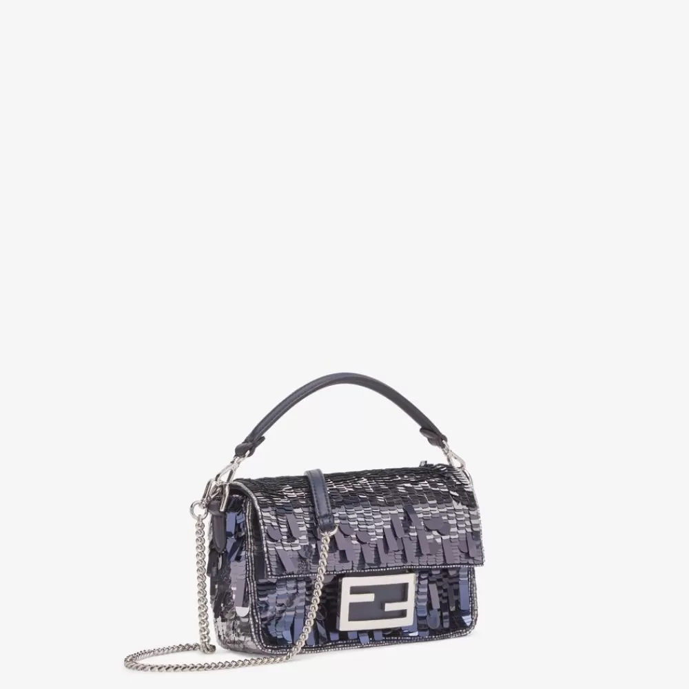 Borse Mini>Fendi Borsa In Pelle E Paillette Blu Degrade