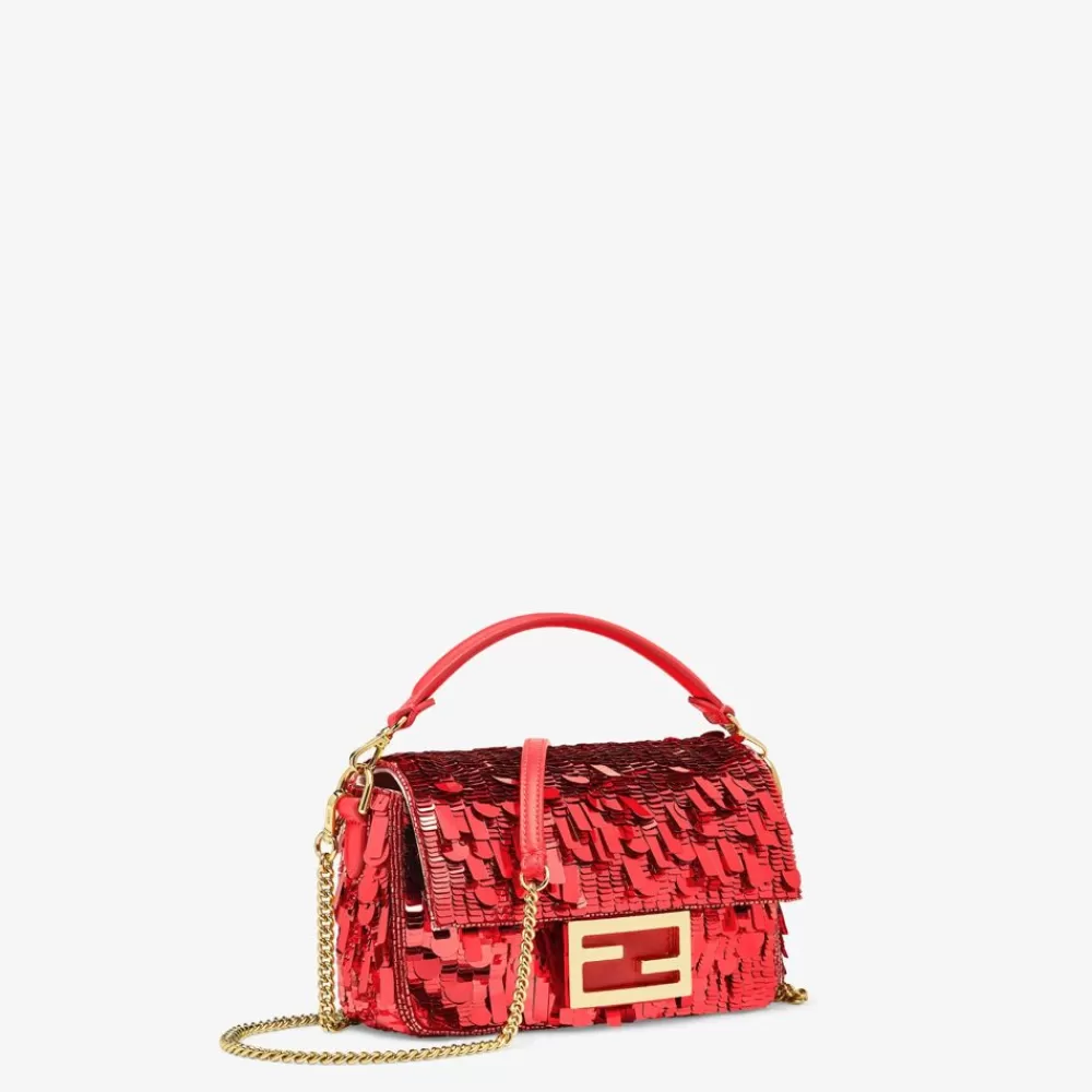 Borse Mini>Fendi Borsa In Pelle E Paillette Rosso Scuro