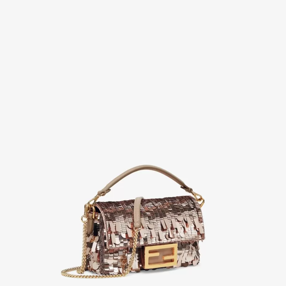 Borse Mini>Fendi Borsa In Pelle E Paillette Tortora