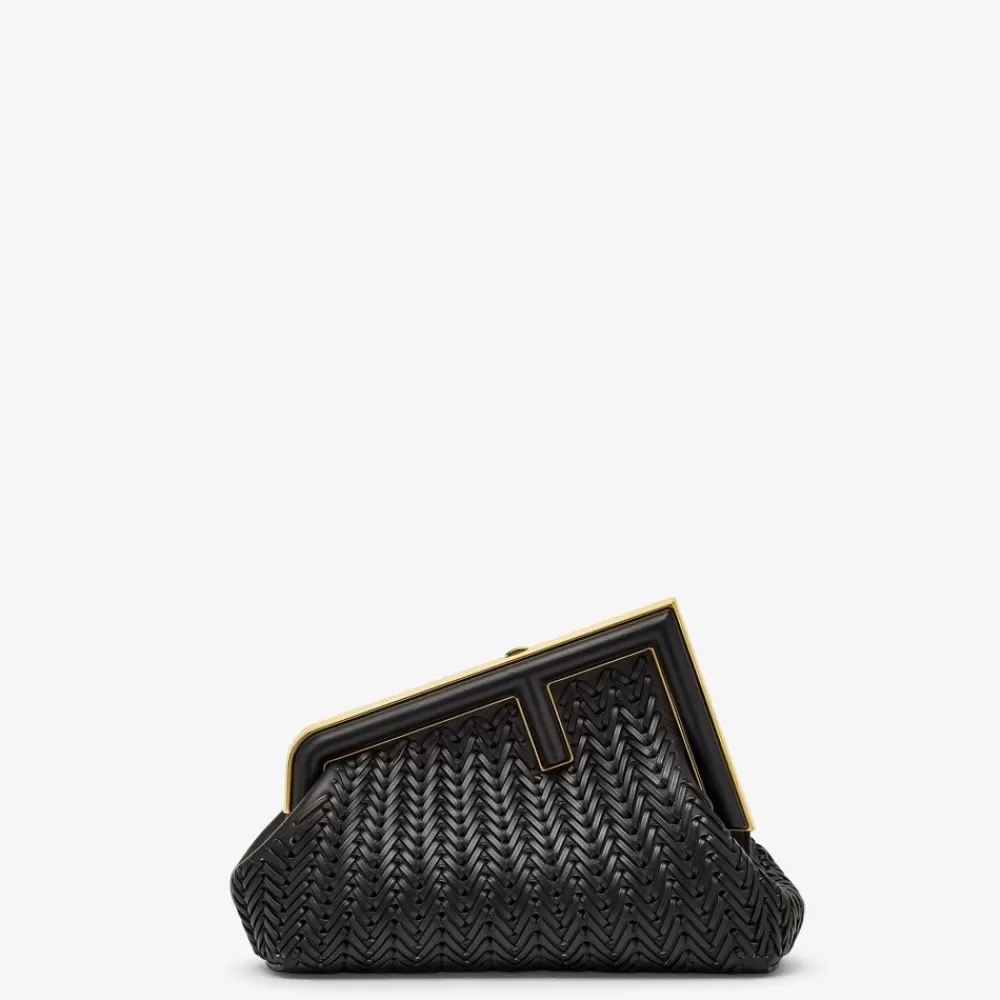Clutch E Pochette>Fendi Borsa In Pelle Intrecciata Nera