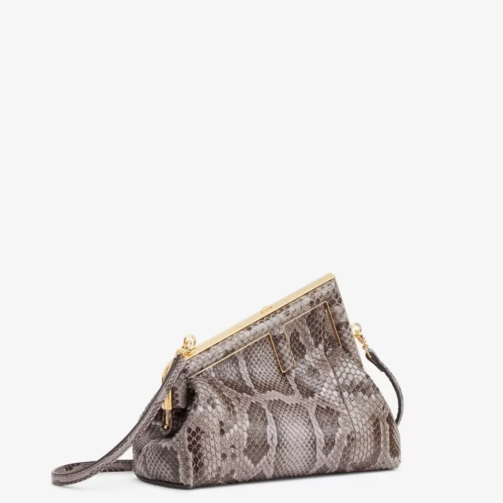 Pelli Pregiate>Fendi Borsa In Pitone Color Grigio Scuro