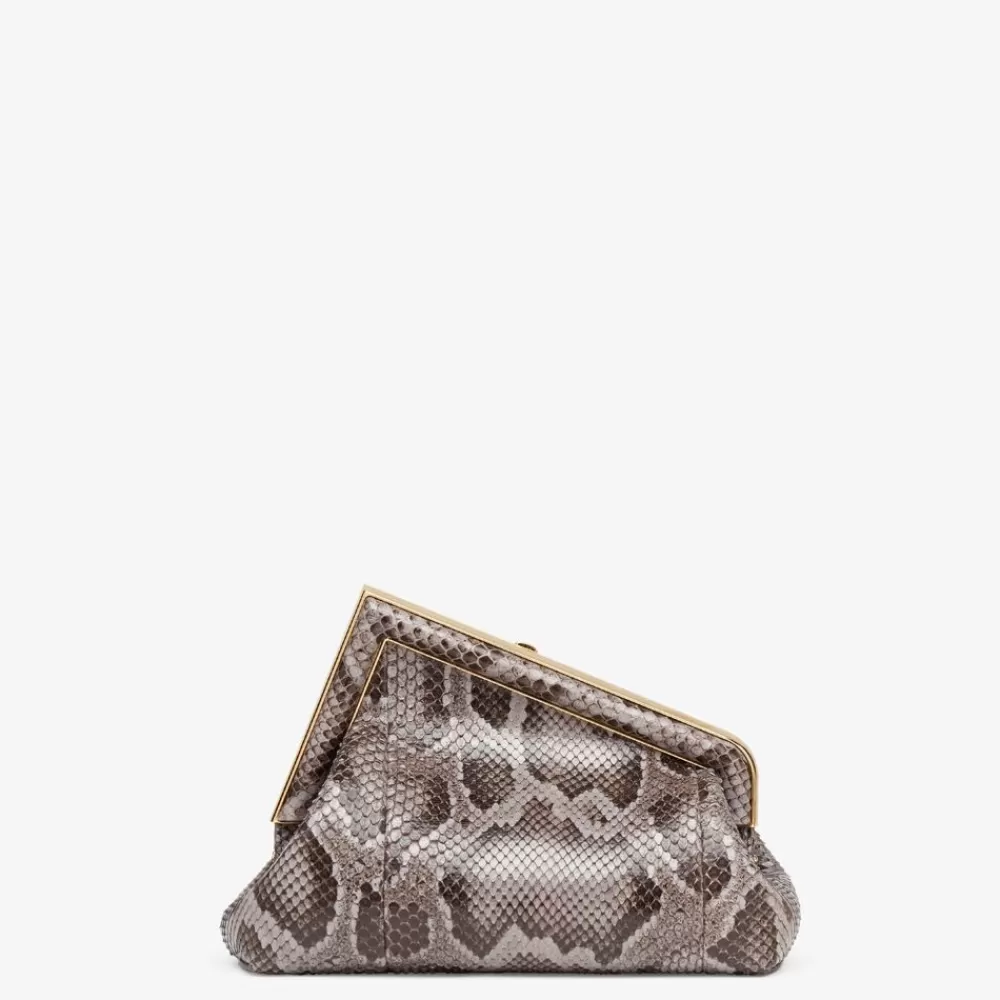 Pelli Pregiate>Fendi Borsa In Pitone Color Grigio Scuro