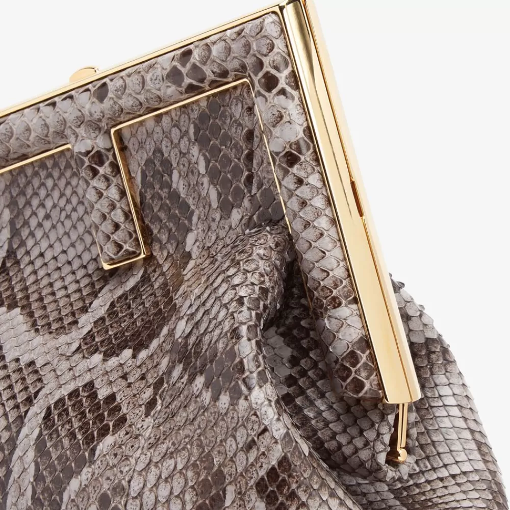 Pelli Pregiate>Fendi Borsa In Pitone Color Grigio Scuro