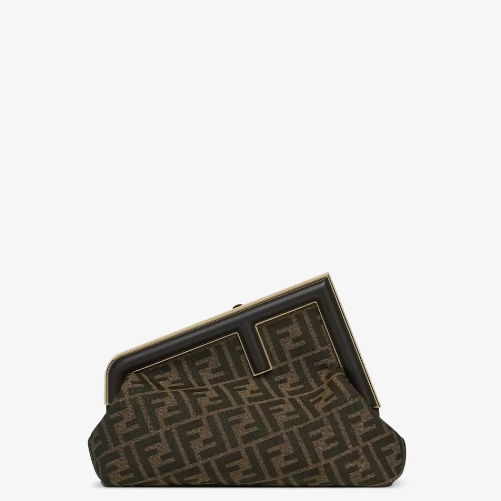 Borse A Spalla E Tracolle>Fendi Borsa In Tessuto Ff Jacquard Marrone