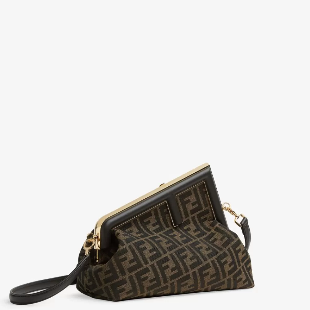 Borse A Spalla E Tracolle>Fendi Borsa In Tessuto Ff Jacquard Marrone