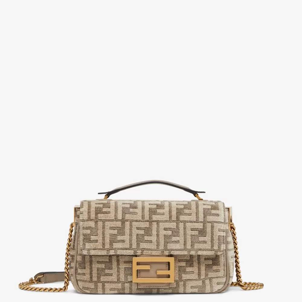 Borse A Spalla E Tracolle>Fendi Borsa In Tessuto Tapestry Tortora Con Motivo Ff