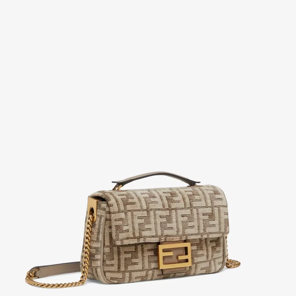 Borse A Spalla E Tracolle>Fendi Borsa In Tessuto Tapestry Tortora Con Motivo Ff
