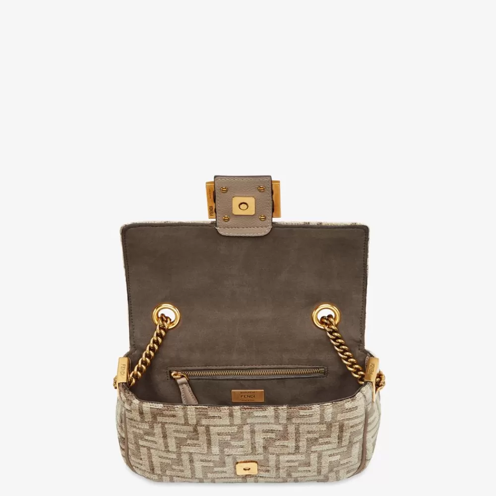 Borse A Spalla E Tracolle>Fendi Borsa In Tessuto Tapestry Tortora Con Motivo Ff