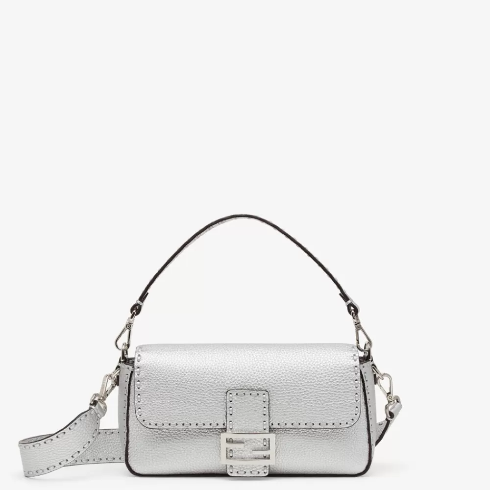 Borse A Spalla E Tracolle>Fendi Borsa Selleria Argento Con Macro Impunture