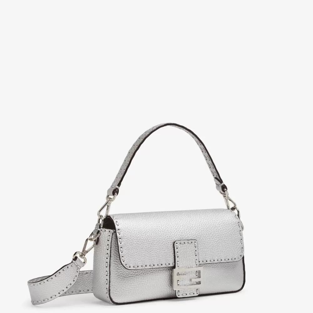 Borse A Spalla E Tracolle>Fendi Borsa Selleria Argento Con Macro Impunture