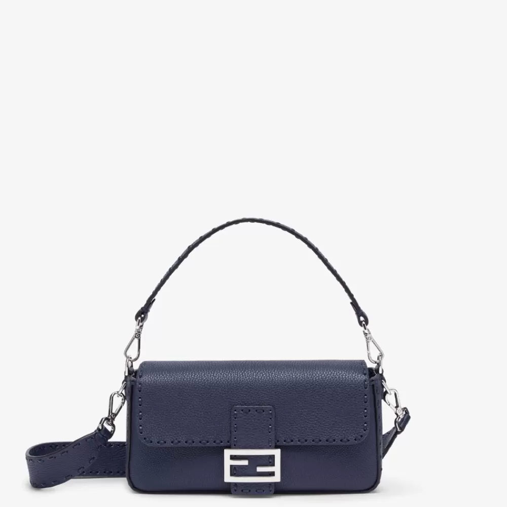 Borse A Spalla E Tracolle>Fendi Borsa Selleria Blu Notte Con Macro Impunture