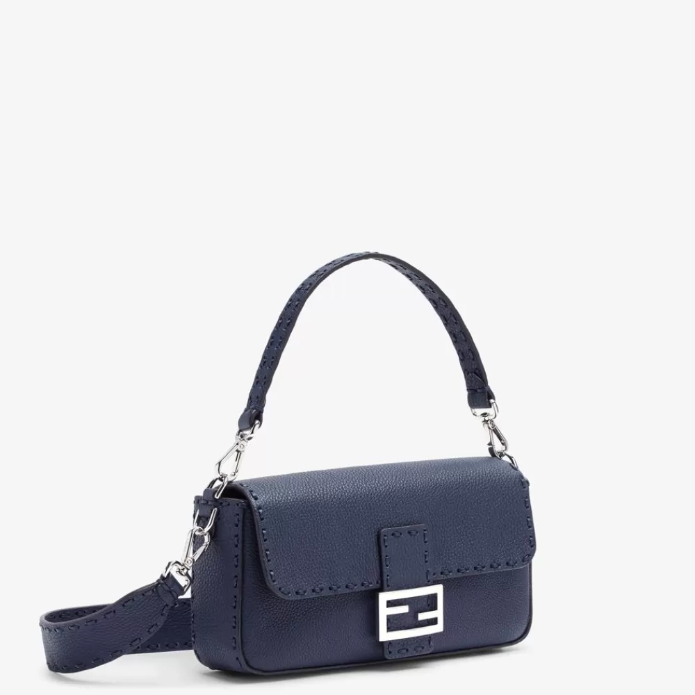 Borse A Spalla E Tracolle>Fendi Borsa Selleria Blu Notte Con Macro Impunture