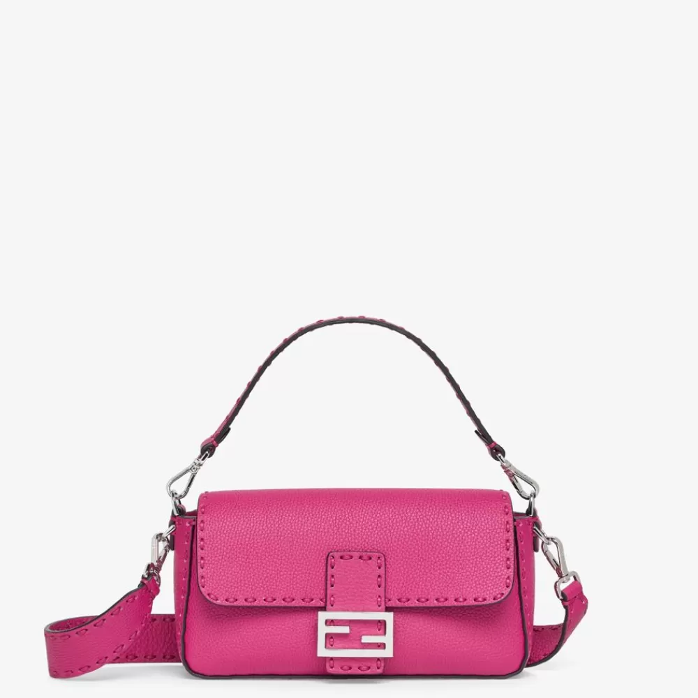 Borse A Spalla E Tracolle>Fendi Borsa Selleria Fucsia Con Macro Impunture