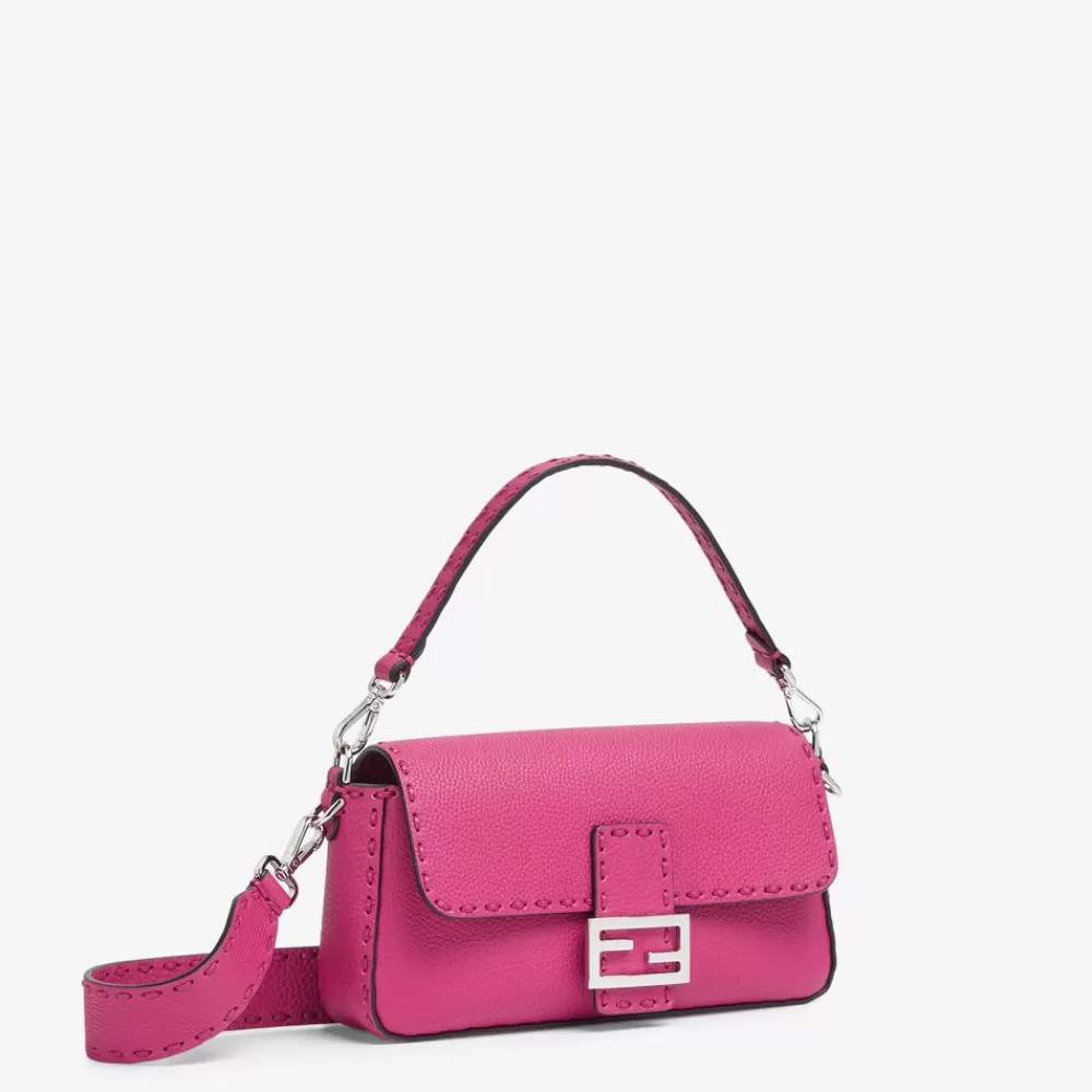 Borse A Spalla E Tracolle>Fendi Borsa Selleria Fucsia Con Macro Impunture
