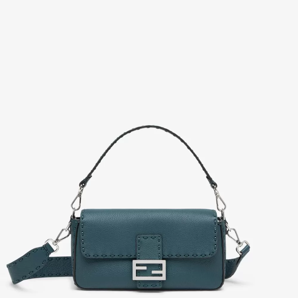 Borse A Spalla E Tracolle>Fendi Borsa Selleria Verde Scuro Con Macro Impunture